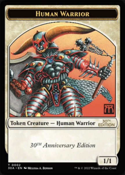 Human Warrior Token trading card from 30th Anniversary Edition Human Warrior Token - 30th Anniversary Edition Magic: The Gathering trading card