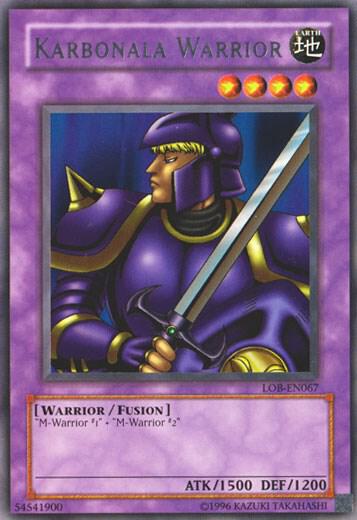Karbonala Warrior trading card from Legend of Blue Eyes White Dragon (Worldwide English) Karbonala Warrior - Legend of Blue Eyes White Dragon (Worldwide English) YuGiOh trading card