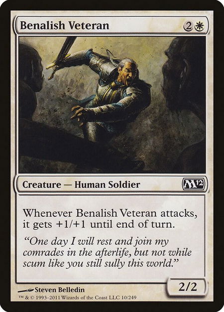 Benalish Veteran trading card from Magic 2012 (M12) Benalish Veteran - Magic 2012 (M12) Magic: The Gathering trading card