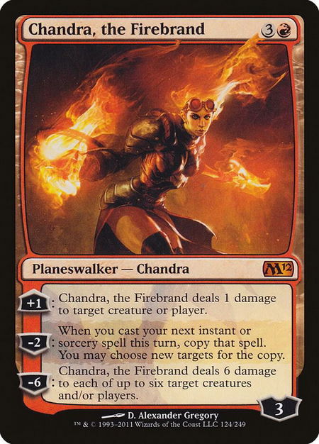 Chandra, the Firebrand trading card from Magic 2012 (M12) Chandra, the Firebrand - Magic 2012 (M12) Magic: The Gathering trading card