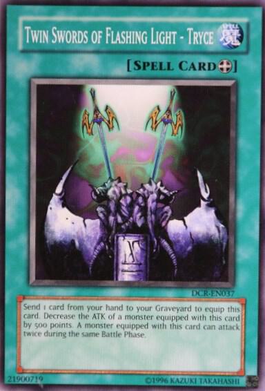 Twin Swords of Flashing Light - Tryce trading card from Dark Crisis (Worldwide English) Twin Swords of Flashing Light - Tryce - Dark Crisis (Worldwide English) YuGiOh trading card