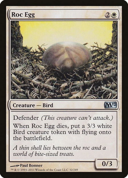 Roc Egg trading card from Magic 2012 (M12) Roc Egg - Magic 2012 (M12) Magic: The Gathering trading card