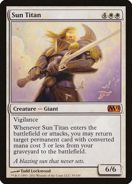 Sun Titan trading card from Magic 2012 (M12) Sun Titan - Magic 2012 (M12) Magic: The Gathering trading card