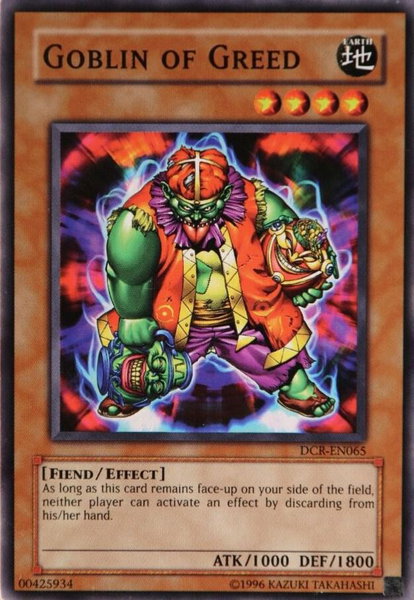 Goblin of Greed trading card from Dark Crisis (Worldwide English) Goblin of Greed - Dark Crisis (Worldwide English) YuGiOh trading card