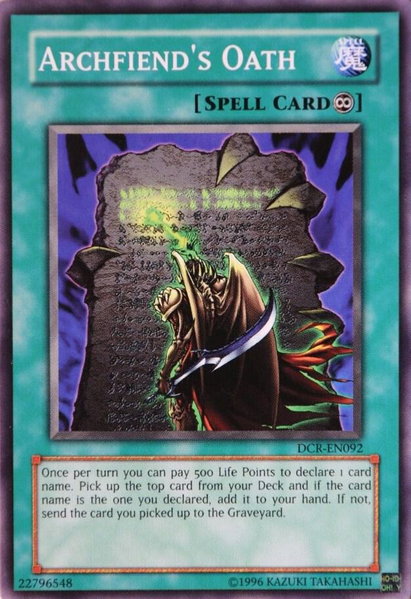 Archfiend's Oath trading card from Dark Crisis (Worldwide English) Archfiend's Oath - Dark Crisis (Worldwide English) YuGiOh trading card