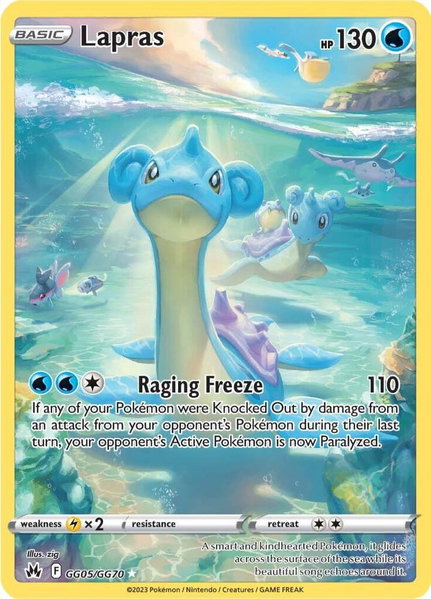 Lapras trading card from Crown Zenith: Galarian Gallery Lapras - Crown Zenith: Galarian Gallery Pokémon trading card