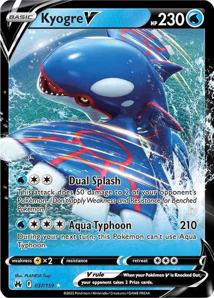 Kyogre V trading card from SWSH: Crown Zenith Kyogre V - SWSH: Crown Zenith Pokémon trading card