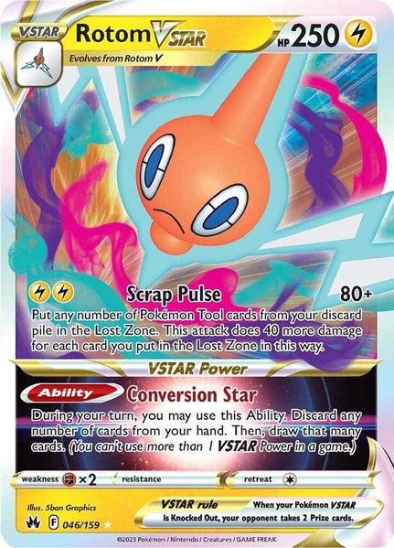 Rotom VSTAR trading card from SWSH: Crown Zenith Rotom VSTAR - SWSH: Crown Zenith Pokémon trading card