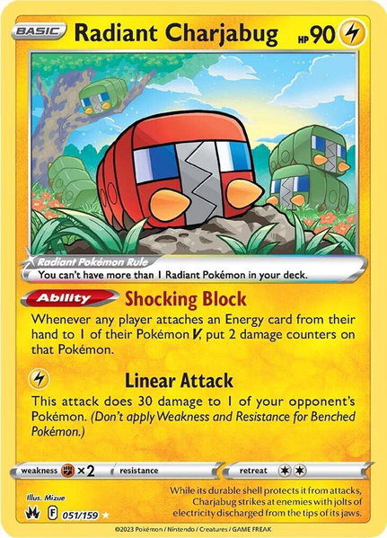 Radiant Charjabug trading card from SWSH: Crown Zenith Radiant Charjabug - SWSH: Crown Zenith Pokémon trading card