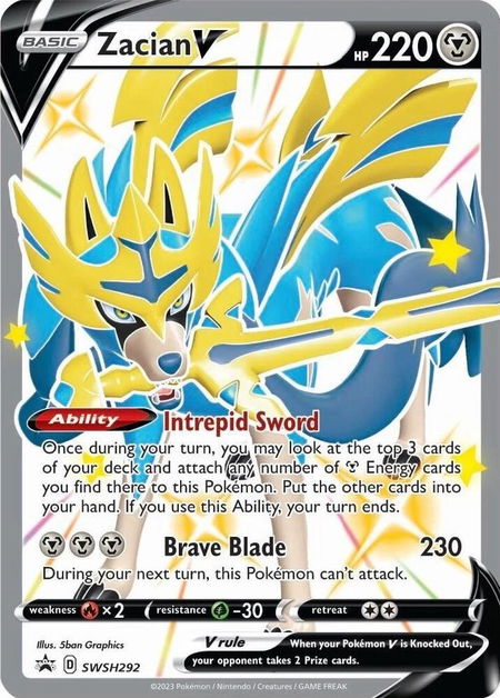 Zacian V (Shiny) - SWSH292 trading card from SWSH: Sword & Shield Promo Cards Zacian V (Shiny) - SWSH292 - SWSH: Sword & Shield Promo Cards Pokémon trading card