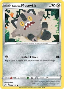 Galarian Meowth - SWSH: Crown Zenith (CRZ) #084/159 - Common Pokémon Trading Card