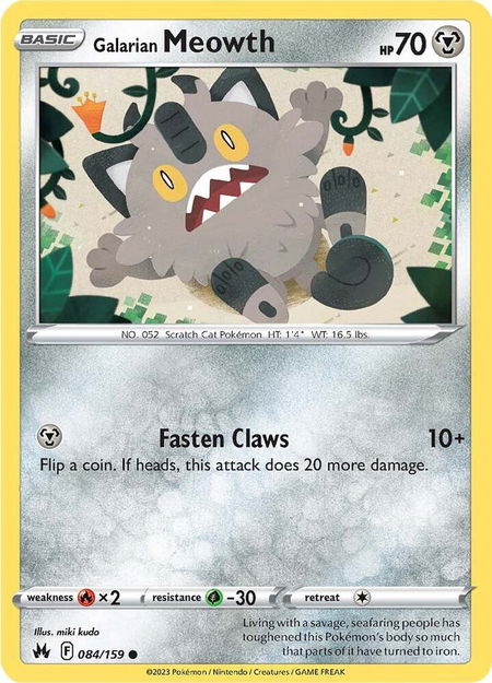 Galarian Meowth - Crown Zenith Pokémon trading card