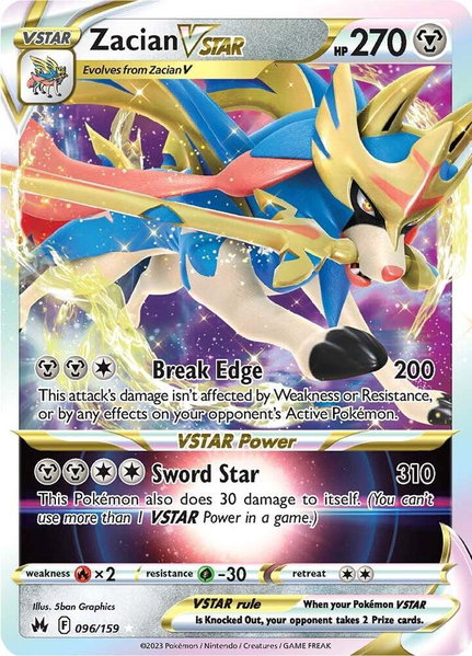 Zacian VSTAR trading card from SWSH: Crown Zenith Zacian VSTAR - SWSH: Crown Zenith Pokémon trading card