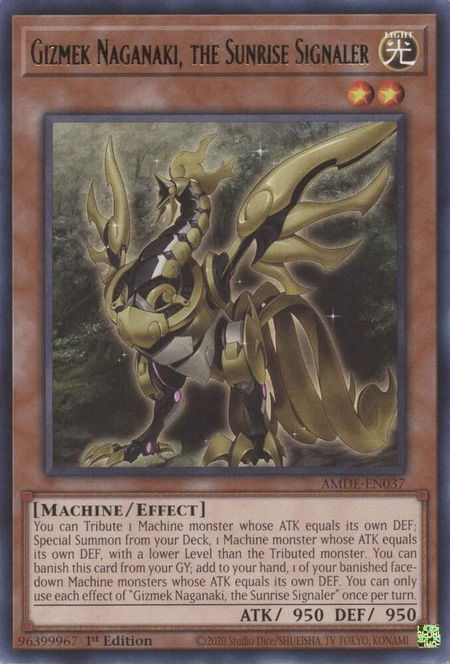 Gizmek Naganaki, the Sunrise Signaler - Amazing Defenders YuGiOh trading card