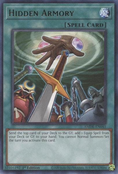 Hidden Armory trading card from Amazing Defenders Hidden Armory - Amazing Defenders YuGiOh trading card