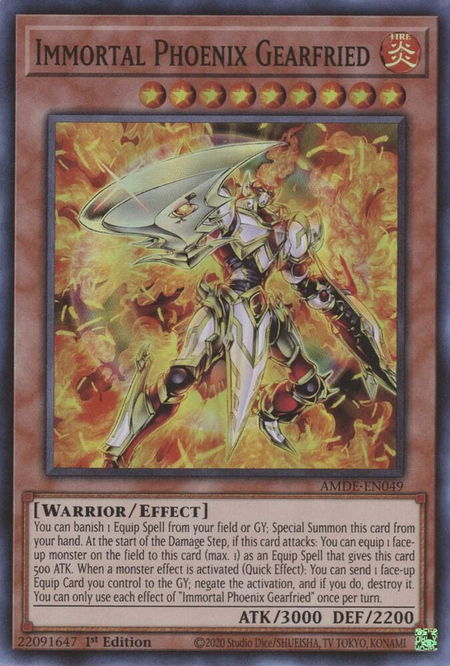Immortal Phoenix Gearfried - Amazing Defenders YuGiOh trading card
