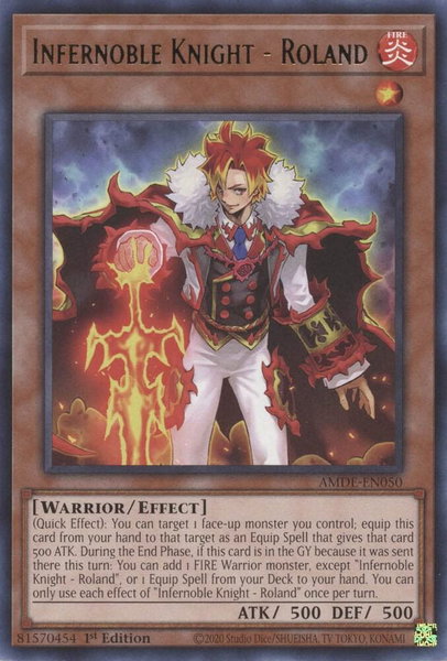 Infernoble Knight - Roland - Amazing Defenders YuGiOh trading card