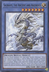 Sauravis, the Ancient and Ascended - Amazing Defenders (AMDE) #AMDE-EN051 - Rare YuGiOh Trading Card