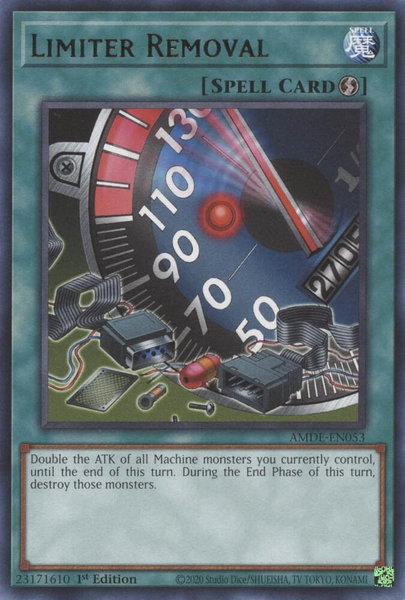 Limiter Removal trading card from Amazing Defenders Limiter Removal - Amazing Defenders YuGiOh trading card