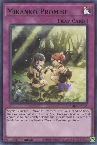 Mikanko Promise trading card from Amazing Defenders Mikanko Promise - Amazing Defenders YuGiOh trading card