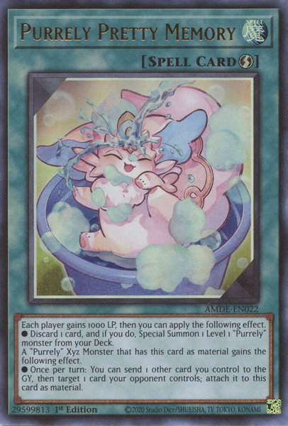 Purrely Pretty Memory trading card from Amazing Defenders Purrely Pretty Memory - Amazing Defenders YuGiOh trading card