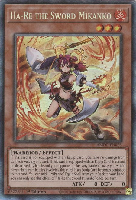 Ha-Re the Sword Mikanko (CR) - Amazing Defenders YuGiOh trading card