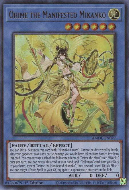 Ohime the Manifested Mikanko - Amazing Defenders YuGiOh trading card