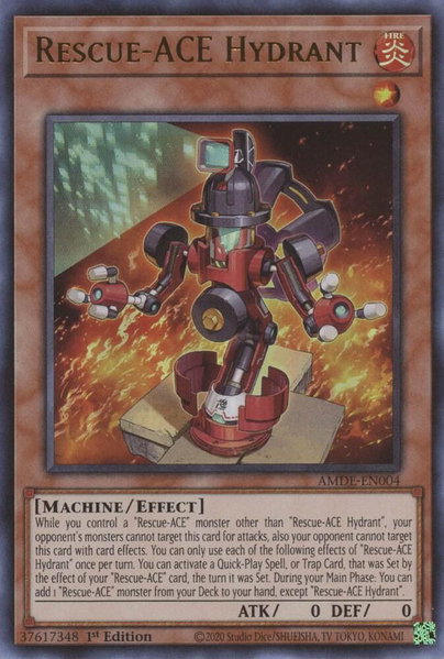 Rescue-ACE Hydrant trading card from Amazing Defenders Rescue-ACE Hydrant - Amazing Defenders YuGiOh trading card