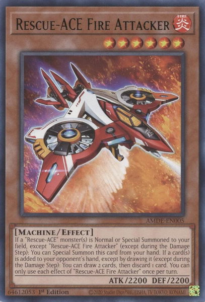 Rescue-ACE Fire Attacker - Amazing Defenders YuGiOh trading card