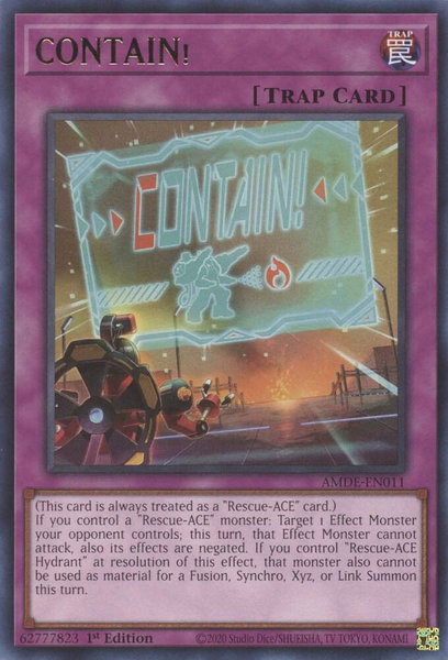 CONTAIN! trading card from Amazing Defenders CONTAIN! - Amazing Defenders YuGiOh trading card