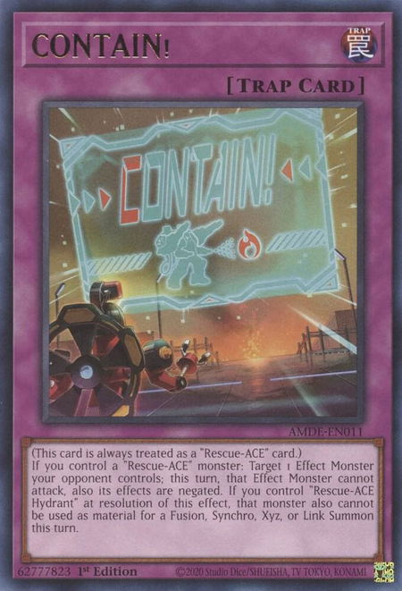 CONTAIN! - Amazing Defenders YuGiOh trading card