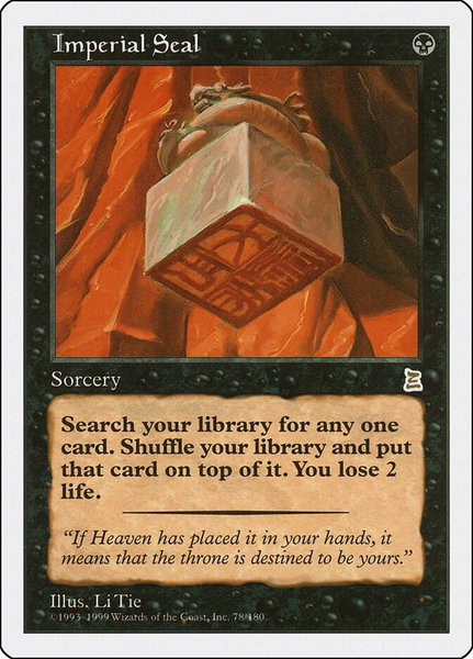 Imperial Seal trading card from Portal Three Kingdoms Imperial Seal - Portal Three Kingdoms Magic: The Gathering trading card