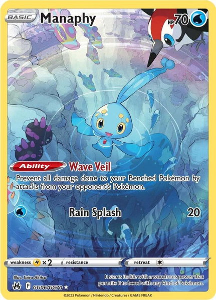 Manaphy trading card from Crown Zenith: Galarian Gallery Manaphy - Crown Zenith: Galarian Gallery Pokémon trading card