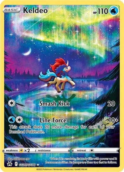 Keldeo trading card from Crown Zenith: Galarian Gallery Keldeo - Crown Zenith: Galarian Gallery Pokémon trading card
