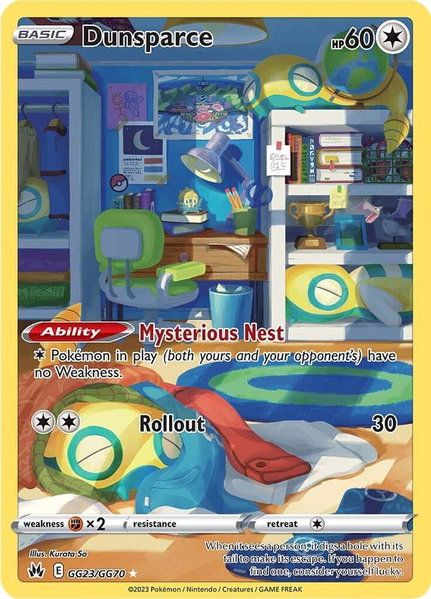 Dunsparce trading card from Crown Zenith: Galarian Gallery Dunsparce - Crown Zenith: Galarian Gallery Pokémon trading card