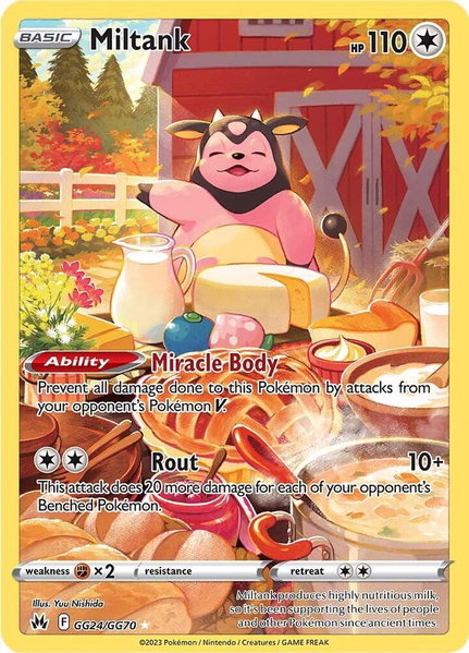 Miltank trading card from Crown Zenith: Galarian Gallery Miltank - Crown Zenith: Galarian Gallery Pokémon trading card
