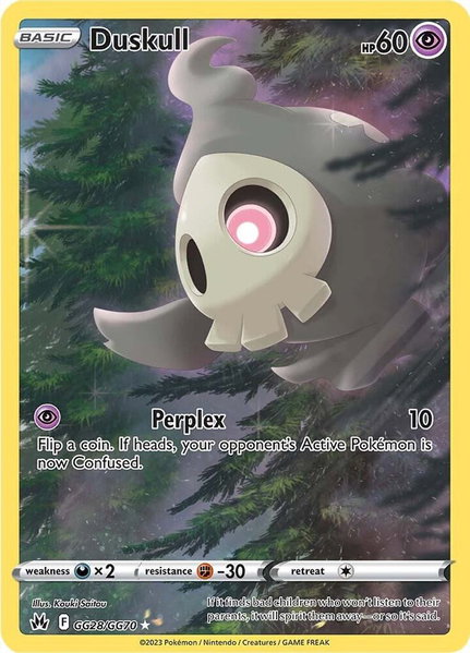 Duskull trading card from Crown Zenith: Galarian Gallery Duskull - Crown Zenith: Galarian Gallery Pokémon trading card