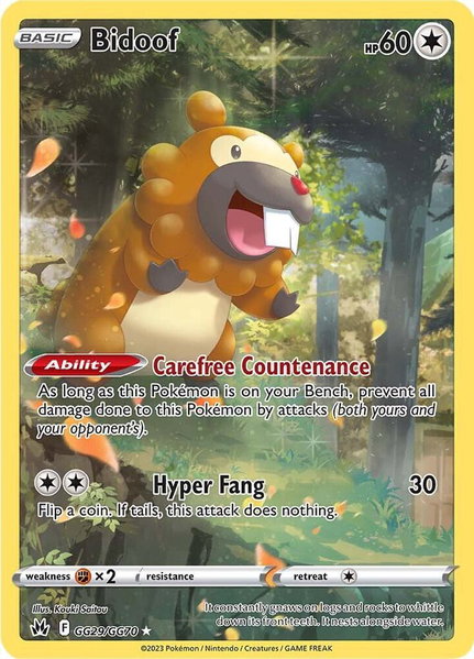 Bidoof trading card from Crown Zenith: Galarian Gallery Bidoof - Crown Zenith: Galarian Gallery Pokémon trading card