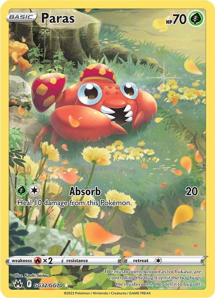 Paras trading card from Crown Zenith: Galarian Gallery Paras - Crown Zenith: Galarian Gallery Pokémon trading card