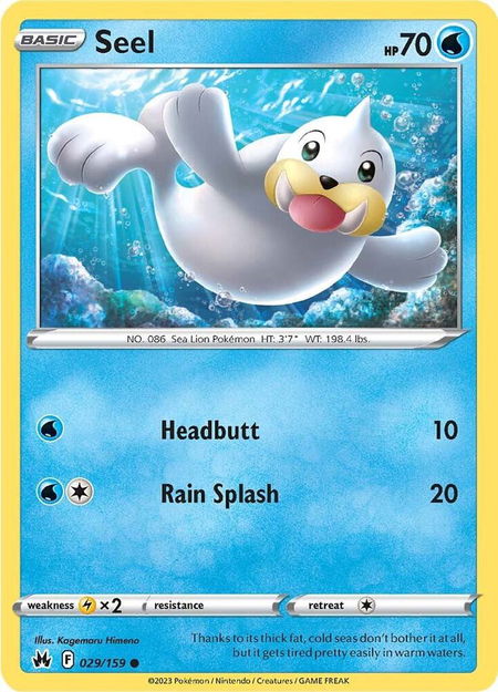Seel - Crown Zenith Pokémon trading card