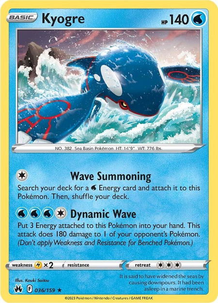 Kyogre - Crown Zenith Pokémon trading card