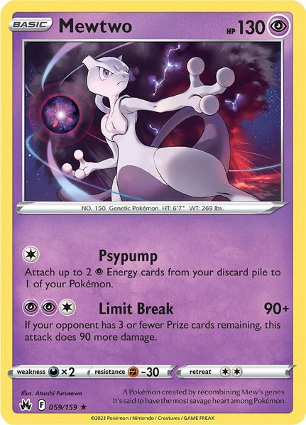 Mewtwo trading card from SWSH: Crown Zenith Mewtwo - SWSH: Crown Zenith Pokémon trading card