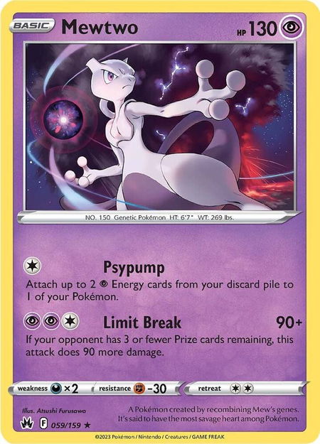 Mewtwo trading card from Crown Zenith Mewtwo - Crown Zenith Pokémon trading card