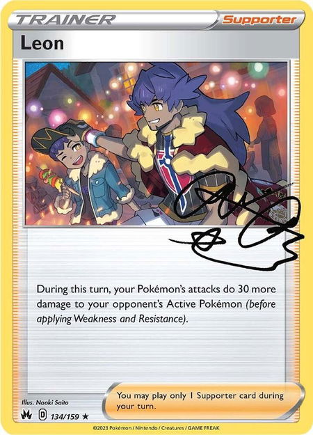 Leon trading card from Crown Zenith Leon - Crown Zenith Pokémon trading card