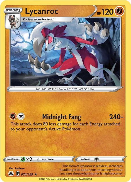 Lycanroc - Crown Zenith Pokémon trading card