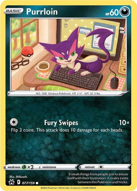 Purrloin - Crown Zenith Pokémon trading card