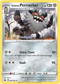 Galarian Perrserker - Crown Zenith (CRZ) #085/159 - Rare Pokémon Trading Card