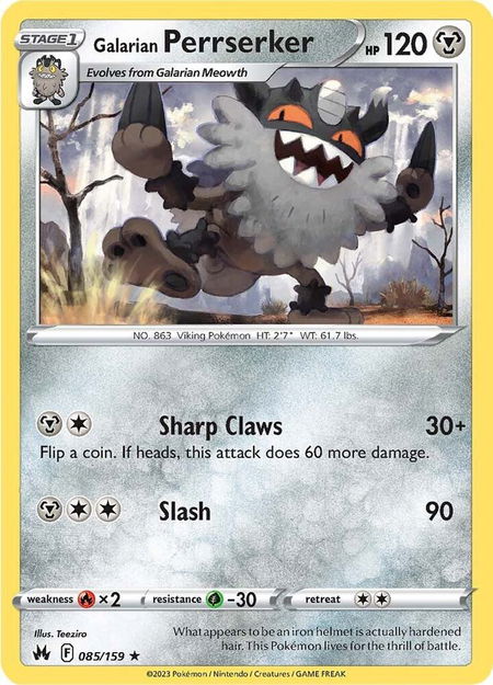 Galarian Perrserker - Crown Zenith Pokémon trading card