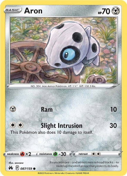 Aron trading card from SWSH: Crown Zenith Aron - SWSH: Crown Zenith Pokémon trading card