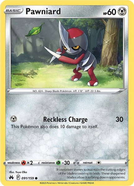 Pawniard (91) trading card from SWSH: Crown Zenith Pawniard (91) - SWSH: Crown Zenith Pokémon trading card